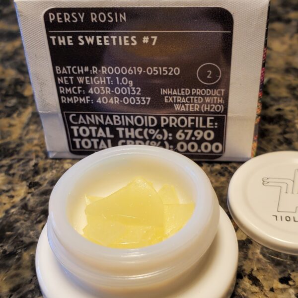 A jar of Persy Live Rosin – Cookies, a premium solventless cannabis concentrate with a golden, creamy texture, crafted for maximum flavor and potency.